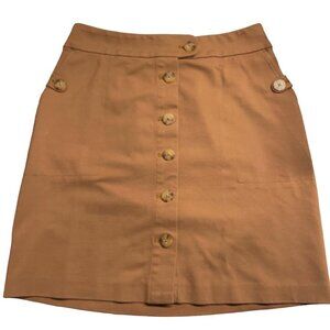 J.Jill SIZE XSP Petite Ponte Button-Front Camel Career Skirt w 28" Waist
